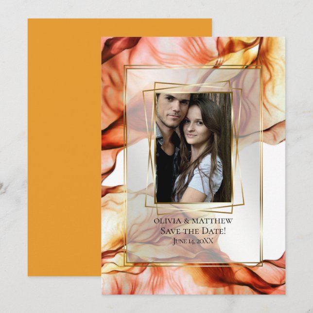 Save The Date | Foto-Frame-Herbst Abstrakt 2 Einladung (Vorne/Hinten)