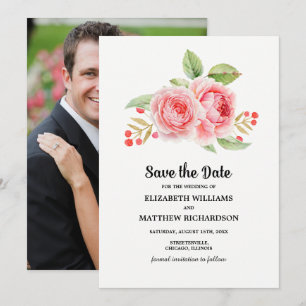 Save The Date. Foto für Hochzeiten mit Wasserfarbe Einladung