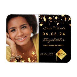 Save the Date Foto graduation party 2022 Black Magnet