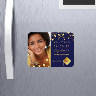 Save the Date Foto Graduierungsparty 2022 blau Magnet