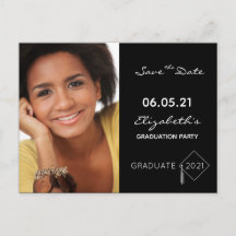 Save the Date Foto Graduierungsparty schwarz