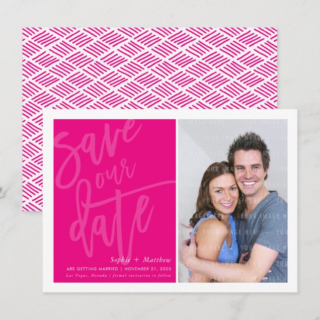 SAVE THE DATE Foto handgeschriebenes Skript heiß r Einladung (Vorne/Hinten)