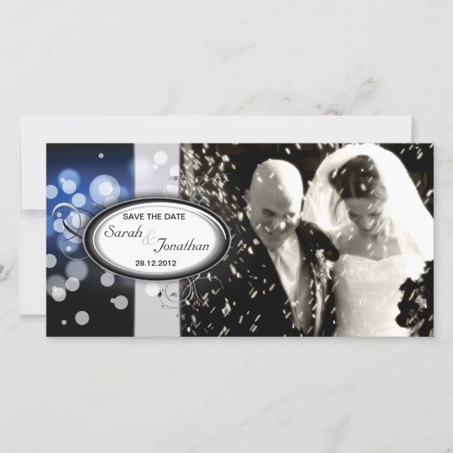 Save the Date Foto Hochzeitkarte Blaues Helle (Vorderseite)