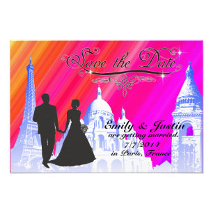 SAVE THE DATE FOTO MIT ANSICHT VON PARIS,