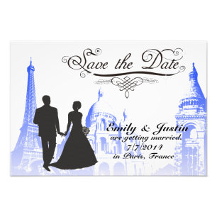 SAVE THE DATE FOTO MIT ANSICHT VON PARIS,