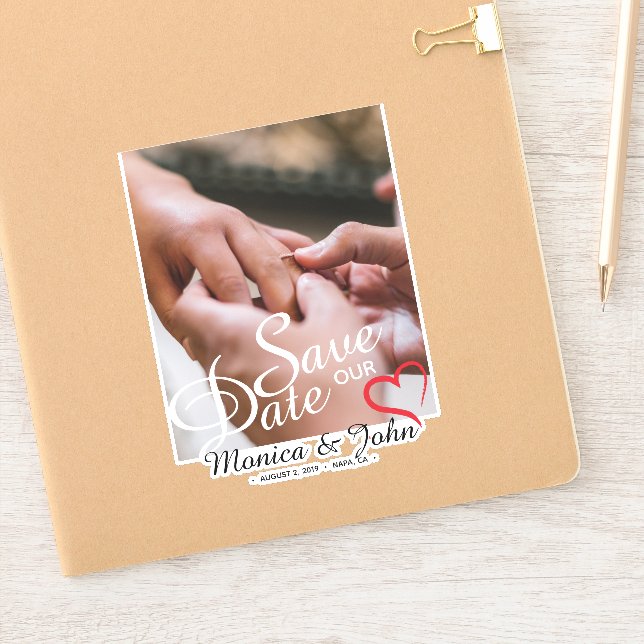 Save the Date Foto Personalisiert Aufkleber (Notizbuch)