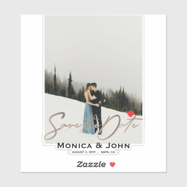 Save the Date Foto Personalisiert modern Aufkleber (Blatt)