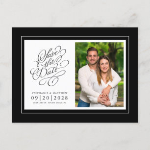 Save the Date Foto Picture Black Hochzeit Ankündigungspostkarte