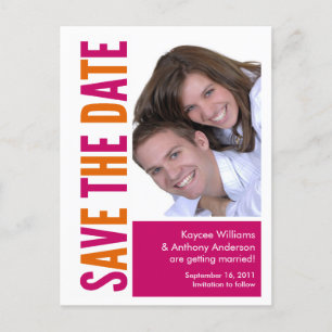 Save the Date Foto POSTCARD! Orange und Rosa Ankündigungspostkarte