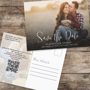 Save the Date Foto QR-Code SkriptTypografie Ankündigungspostkarte