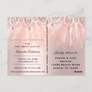 Save The Date Foto Rosa 16. 15. Brautparty Postkarte