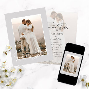 Save the Date Foto Stilvolle Hochzeitsankündigung Ankündigung