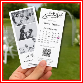 Save the Date Foto Strip Eleganter QR-Code Hochzei