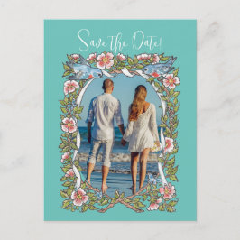 Save the Date Foto "Wildblume Bird Border" Postkarte