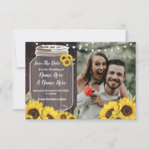 Save the Date Foto Wood Sunflower Foto Hochzeit