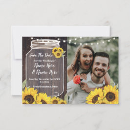 Save the Date Foto Wood Sunflower Foto Hochzeit