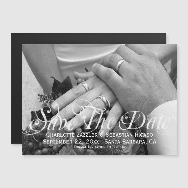 Save the Date Fotovorlage Personalisiert Hochzeit Magneteinladung (Vorne/Hinten)
