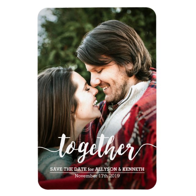 Save the Date Fotovorlage und Typografie Magnet (Vertikal)