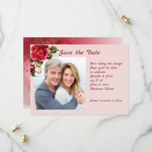 Save The Date Fraises et Roses Rouges Photo Enregistrer la Date