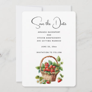 Save The Date Fraises fraîches dans un panier en osier