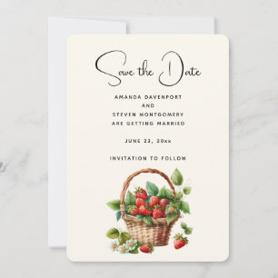 Save The Date Fraises fraîches dans un panier en osier