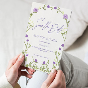 Save The Date Frame à fleurs violettes Mariage élégant Enregistr