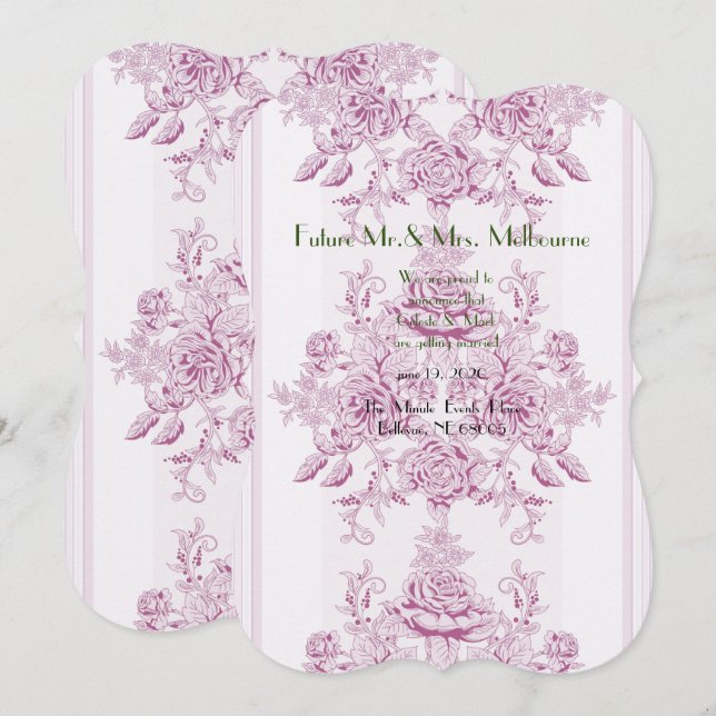 Save The Date français chic, rose, toile, floral, motif, victori (Devant / Derrière)