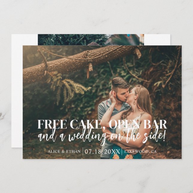Save The Date Free Cake Open Bar Funny Mariage (Devant / Derrière)