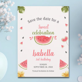 Save The Date Fruit de fille de pastèque Sucrée Enregistrer la d