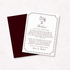 Save The Date Fruit Vase Burgundy Wedding Thank You Card