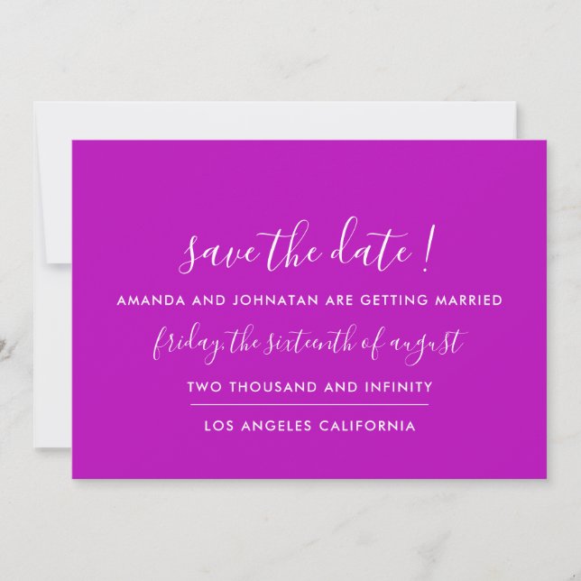 Save the Date Fuchsia Monogram Minimalismus (Vorderseite)