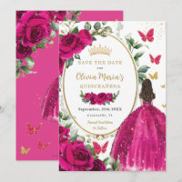 Fuchsia Rose Hot Floral Princesse robe Quinceañera
