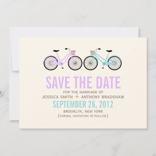 Save The Date Fun Bicycles Mariage Enregistrer la date (Devant)