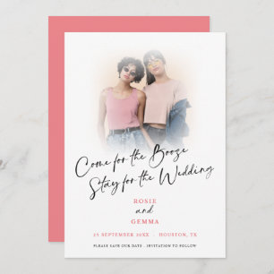 Save The Date Fun Come For Booze Photo Coral Enregistrer La Date