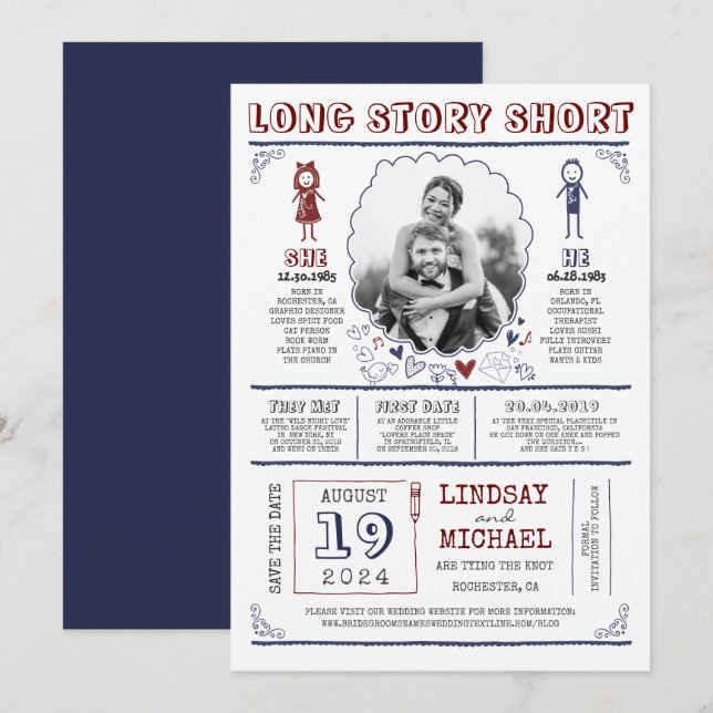 Save The Date Fun Décontracté et mignon Enregistrer la photo Dat (Devant / Derrière)