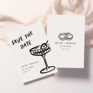 Save The Date Funky + Fun Moderne Rétro Mariage illustré