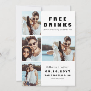Save The Date Funny 4 photo Boissons gratuites Enregistrer la ca