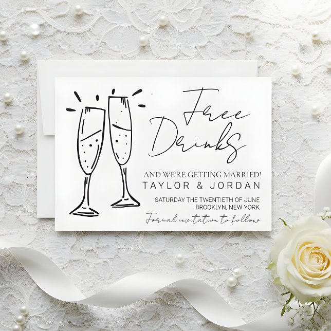 Save The Date Funny Free Drinks and We're Getting Married  (Créateur téléchargé)