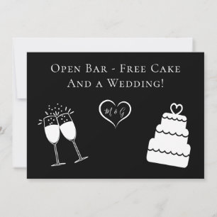 Save The Date Funny Open Bar Gratuit Gâteau et Mariage Enregistr