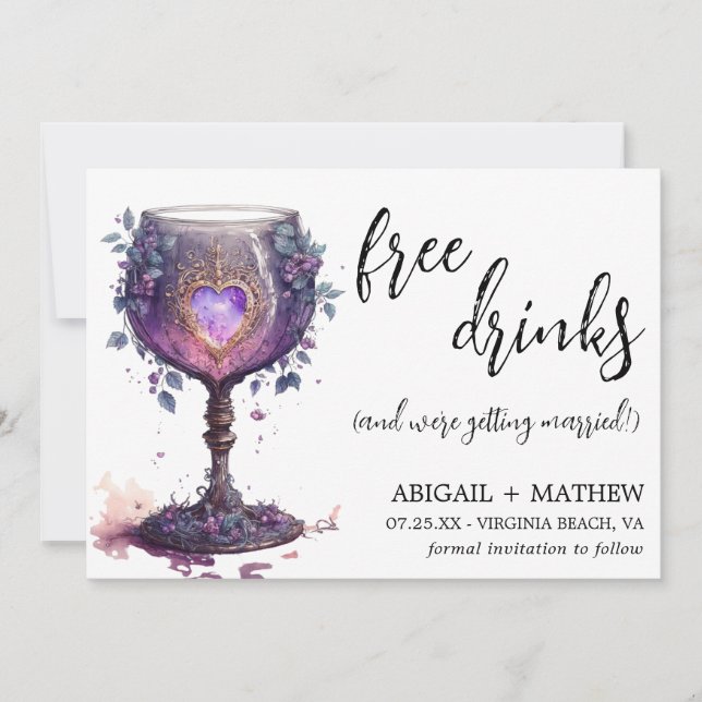 Save The Date Funny Whimsical Romantic Goblet Mariage photo (Devant)