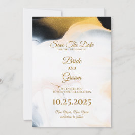 Save the Date für braune und goldene Wasserfarben Einladung