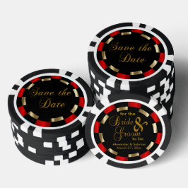 Save the Date für Braut und Bräutigam - Rot Pokerchips