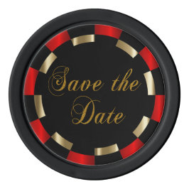 Save the Date für Braut und Bräutigam - Rot Pokerchips
