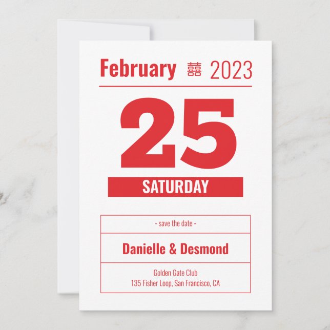 Save the Date für chinesische amerikanische Hochze Einladung (Vorderseite)