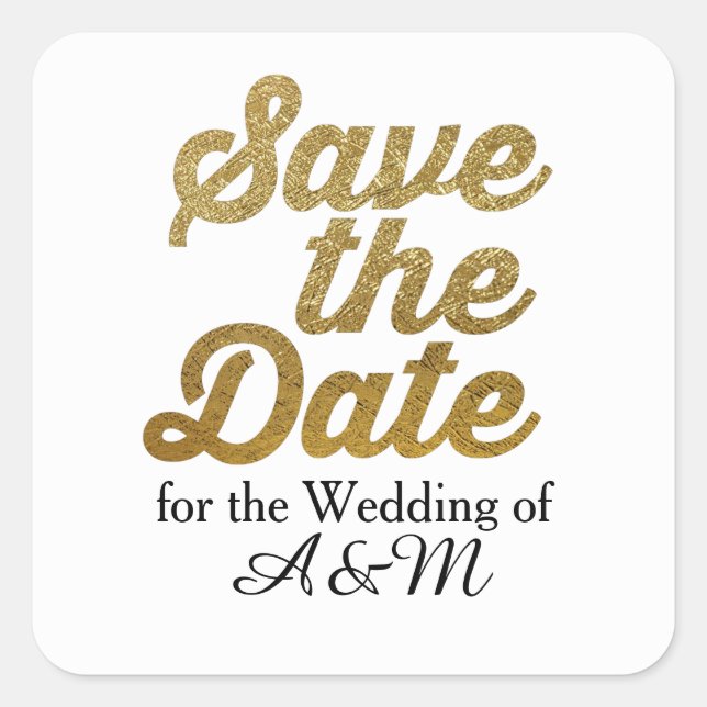 Save the Date für die Hochzeit von... Quadratischer Aufkleber (Vorderseite)