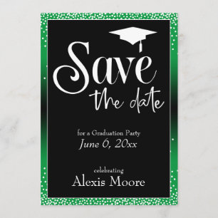 Save the Date für eine Graduierungspartei Green Om Einladung
