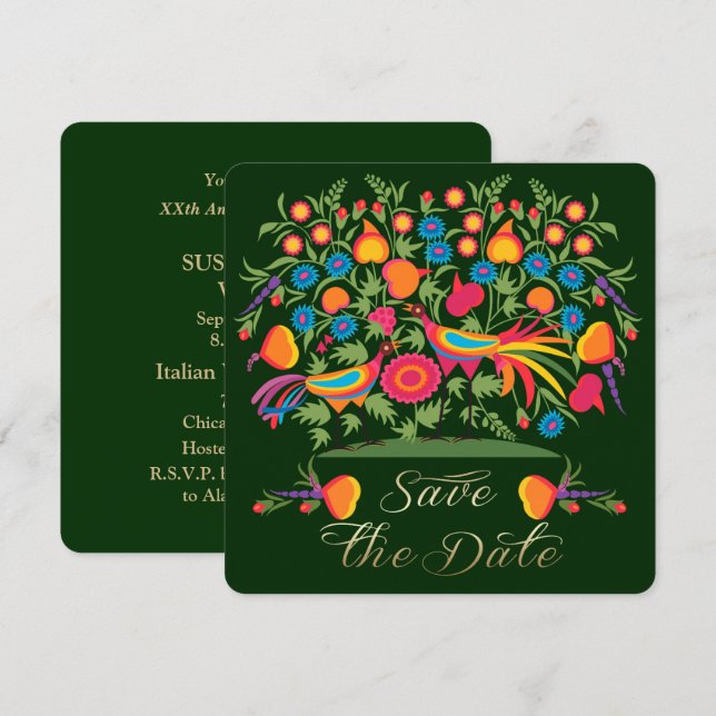 Save the Date für eine Party-Karte zum Hochzeitsta (Vorne/Hinten)