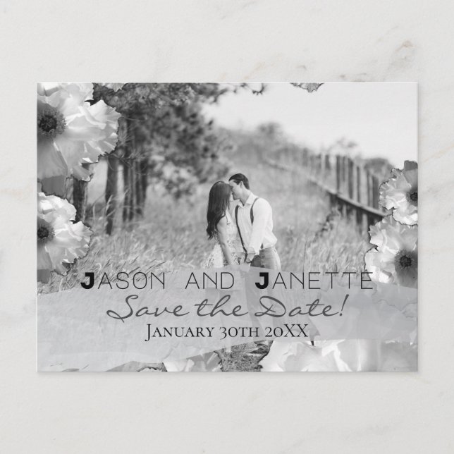 "Save the Date" für Hochzeit + Blk/Wht-Foto Postkarte (Vorderseite)