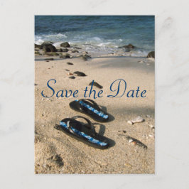 Save the Date für unsere Hochzeitssandalen Drehend Ankündigungspostkarte