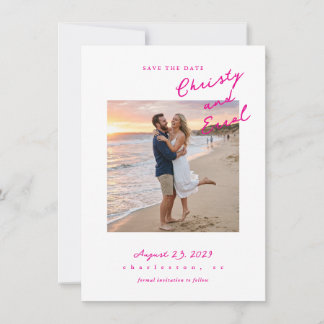 Save The Date Fushsia Manuscrit